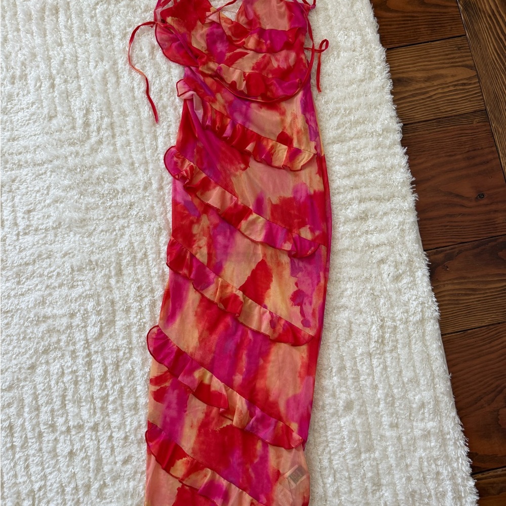 SHEIN Red and Pink Maxi Dress